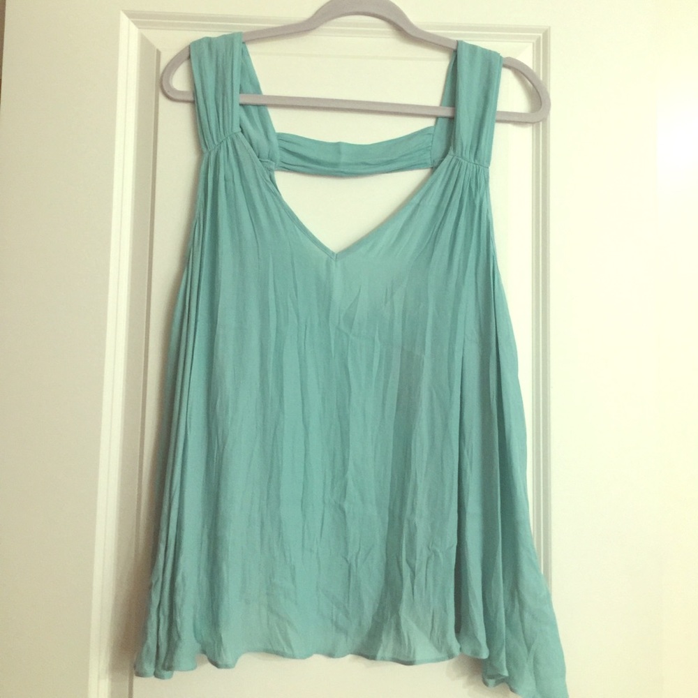 LOWEST: Forever 21 Cutout Back Chiffon Seafoam Top